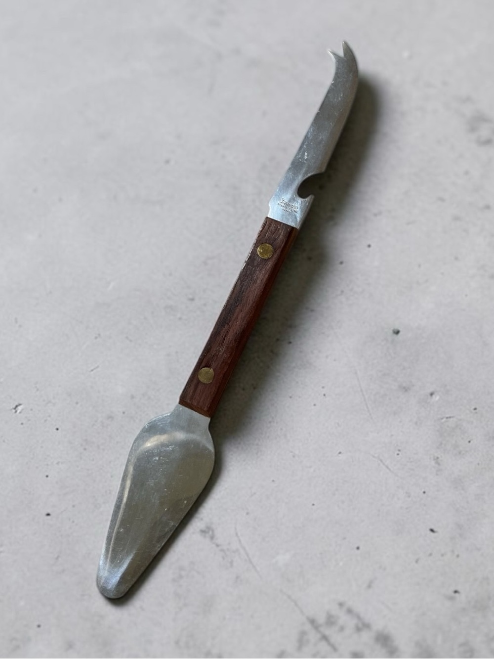 Rare Vintage Vernco Japan Stainless Steel Multi Tool Bar Knife Wood Handle 10”